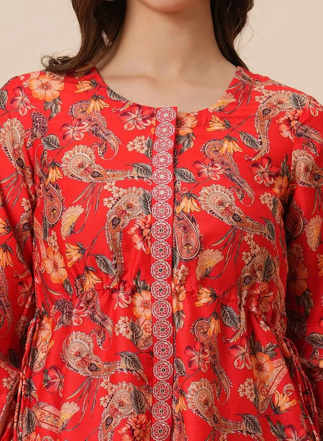 Globus  Women Floral Print Tunic and Pants Fusion Co-Ords for Women | Best Price UAE